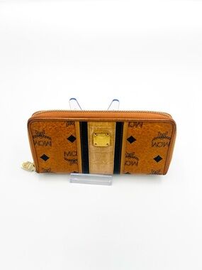 MCM Visetos Cognac m Zip Wallet